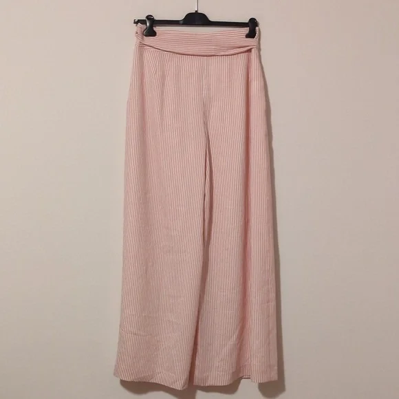 Club Monaco - Pink & White Striped High Waisted Flared “Bryanna” Pants Sz 12. - Picture 2 of 13
